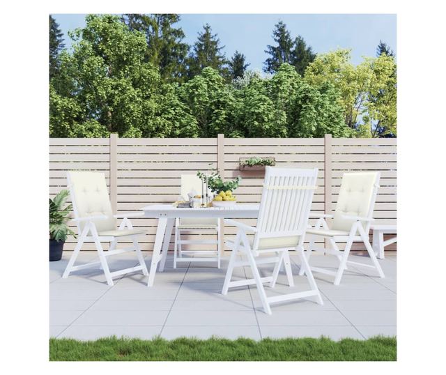 4 db krémszínű szövet magas háttámlájú székpárna 120x50x4 cm