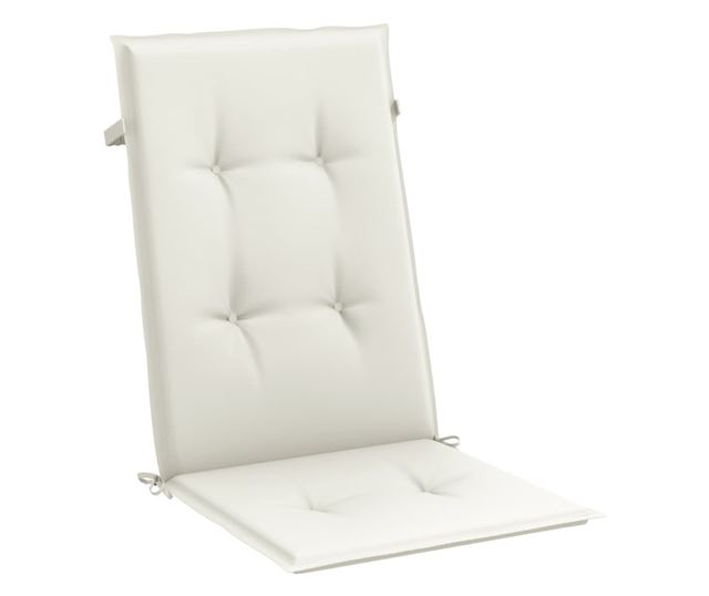 4 db krémszínű szövet magas háttámlájú székpárna 120x50x4 cm