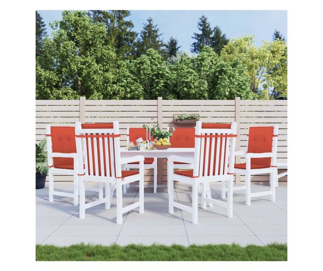 6 db melange piros szövet háttámlás székpárna 100x50x4 cm