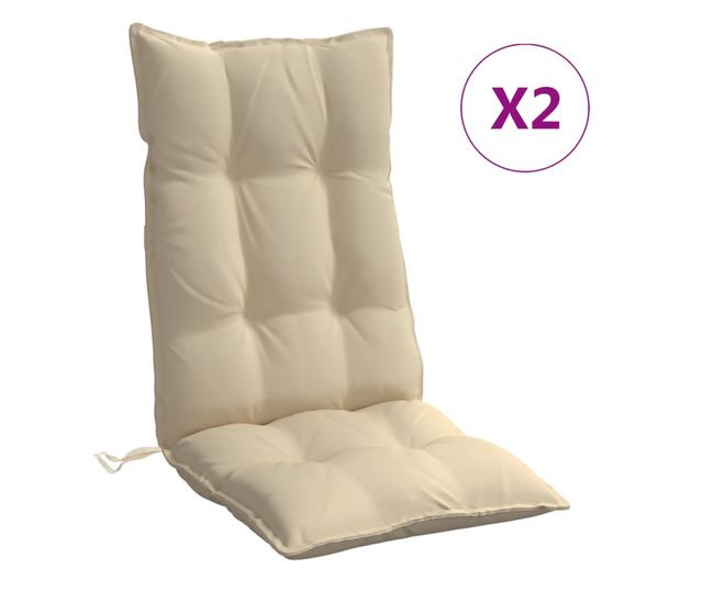2 db bézs oxford-szövet magas háttámlájú székpárna
