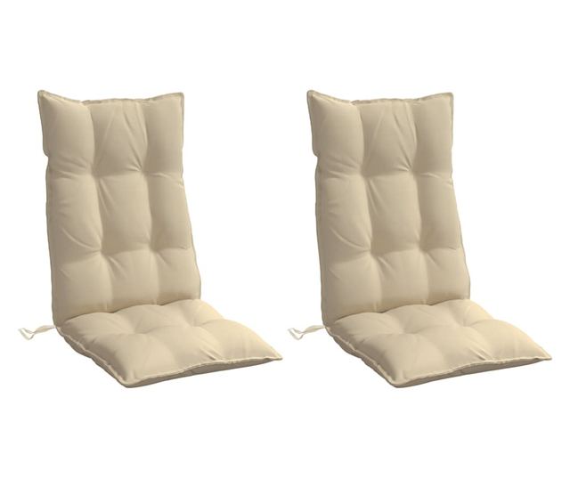 2 db bézs oxford-szövet magas háttámlájú székpárna