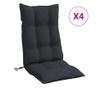 4 db fekete oxford-szövet magas háttámlájú székpárna
