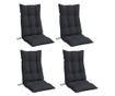 4 db fekete oxford-szövet magas háttámlájú székpárna