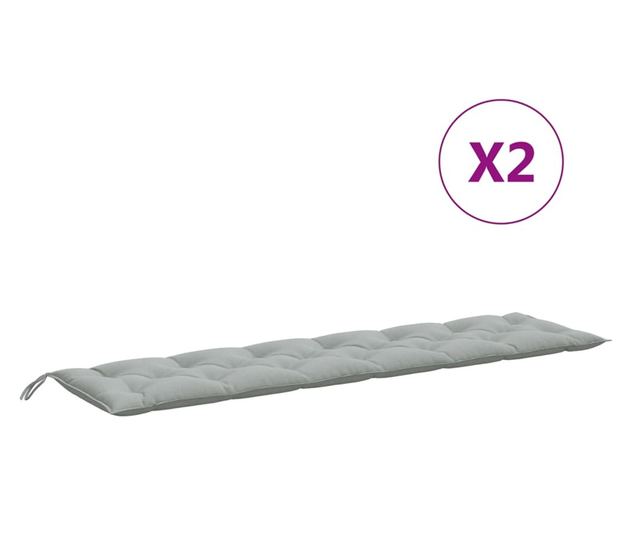 2 db melange világosszürke szövet kerti padpárna 200 x 50 x 7cm