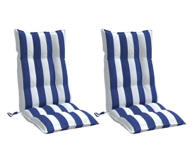 2 db kék/fehér csíkos oxford szövet magas háttámlájú székpárna