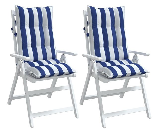 2 db kék/fehér csíkos oxford szövet magas háttámlájú székpárna