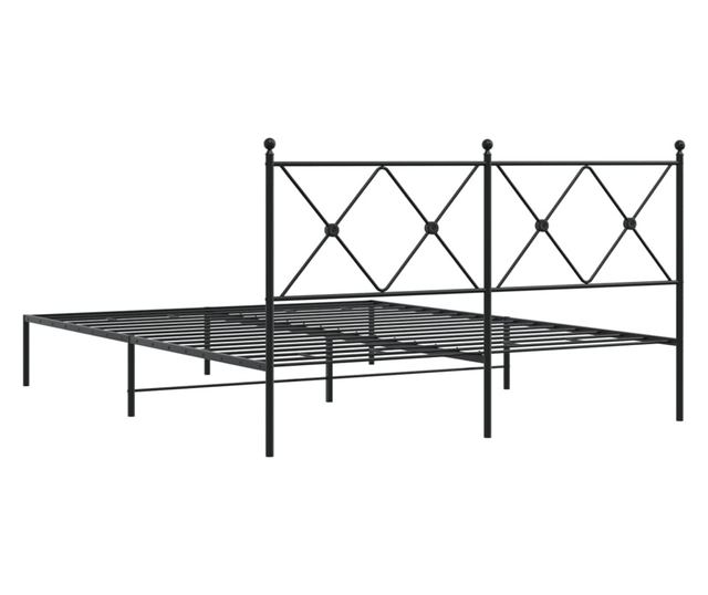 fekete fém ágykeret fejtámlával 160 x 200 cm