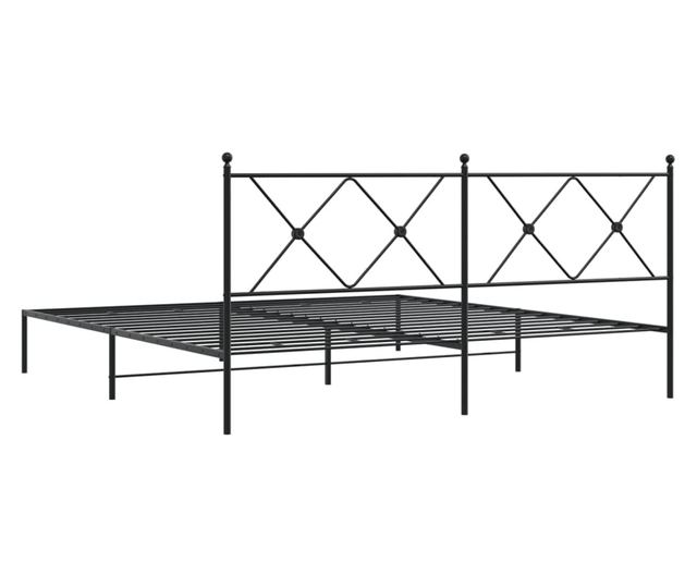 fekete fém ágykeret fejtámlával 183 x 213 cm