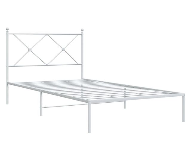fehér fém ágykeret fejtámlával 107x203 cm