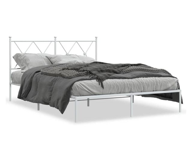 fehér fém ágykeret fejtámlával 140 x 190 cm