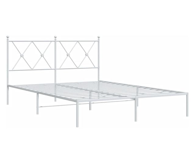 fehér fém ágykeret fejtámlával 140 x 190 cm
