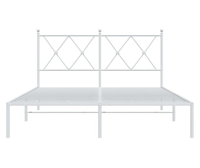 fehér fém ágykeret fejtámlával 140 x 190 cm