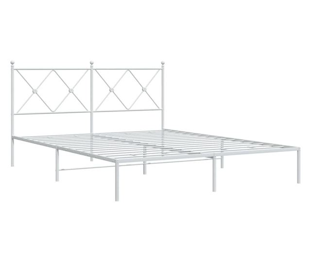fehér fém ágykeret fejtámlával 150 x 200 cm