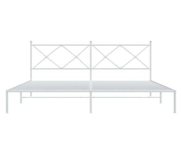 fehér fém ágykeret fejtámlával 200 x 200 cm