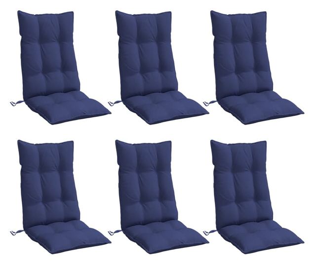 6 db tengerészkék oxford szövet magas háttámlájú székpárna