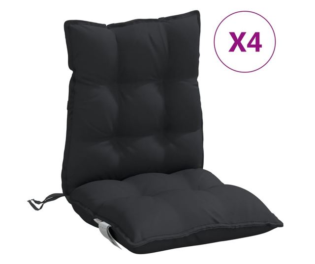 4 db fekete oxford szövet alacsony háttámlájú székpárna
