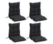 4 db fekete oxford szövet alacsony háttámlájú székpárna