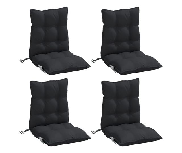 4 db fekete oxford szövet alacsony háttámlájú székpárna