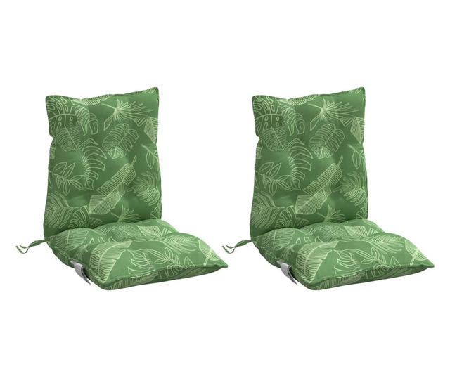 2 db levélmintás oxford szövet alacsony háttámlájú székpárna