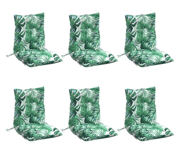 6 db levélmintás oxford szövet alacsony háttámlájú székpárna
