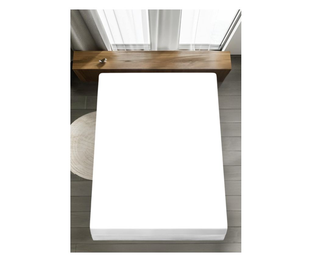 Cearsaf de pat cu elastic Majoli Bahar Home Collection, 100% bumbac ranforce 144TC, 90x200+30cm, Alb - 4