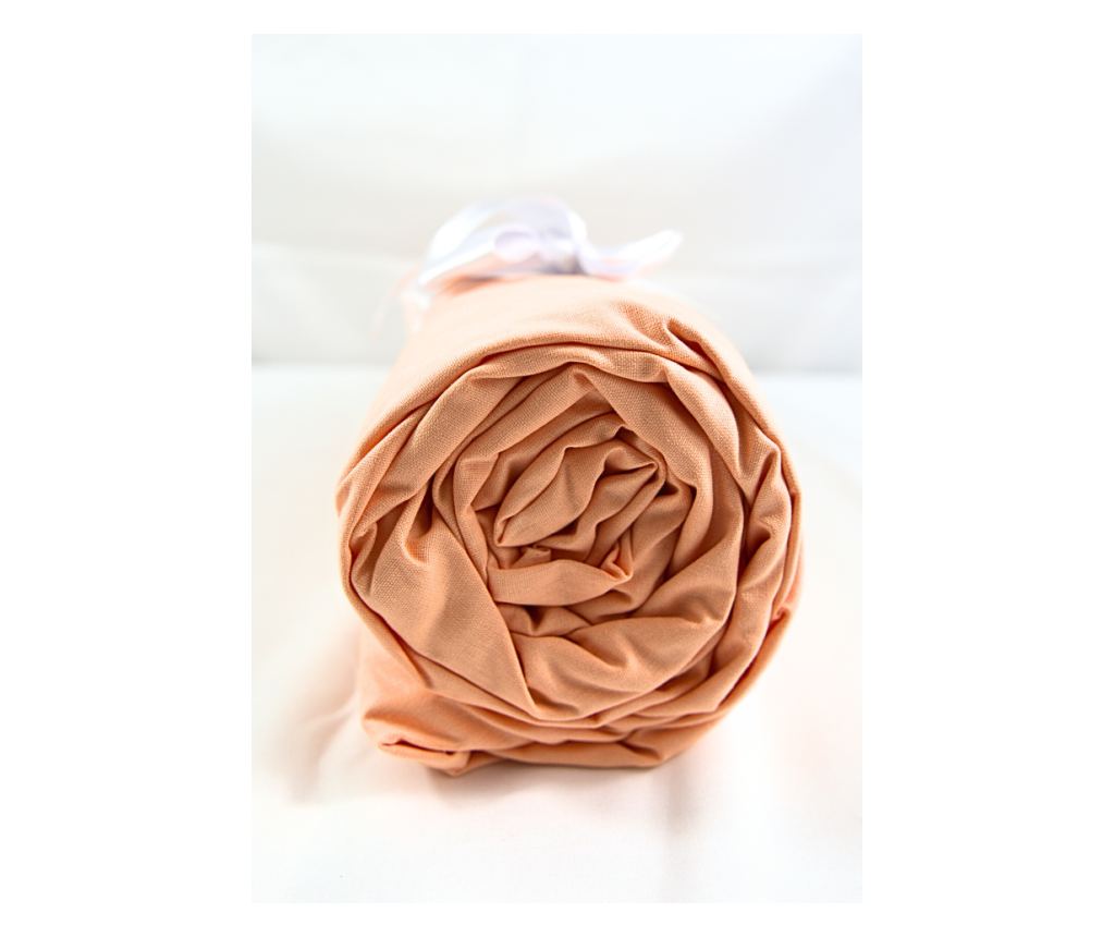 Cearsaf de pat cu elastic Majoli Bahar Home Collection, 100% bumbac ranforce 144TC, 140x200+30 cm, Roz somon - 2
