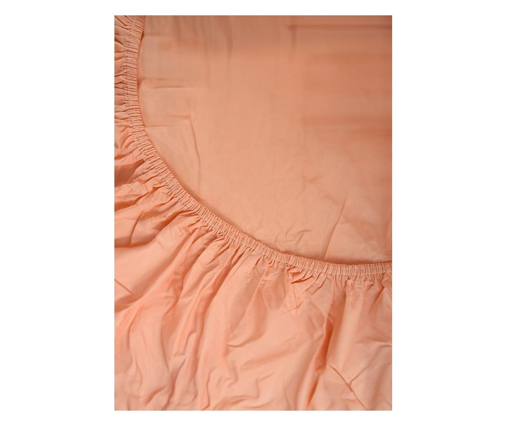 Cearsaf de pat cu elastic Majoli Bahar Home Collection, 100% bumbac ranforce 144TC, 140x200+30 cm, Roz somon - 4