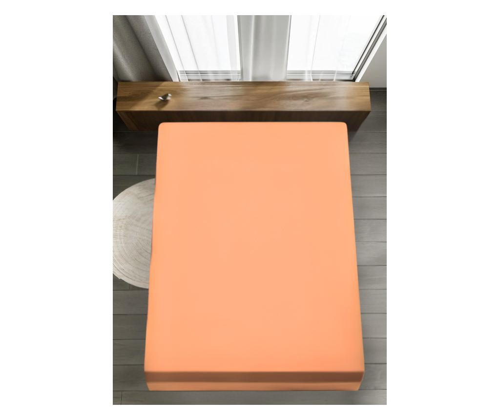 Cearsaf de pat cu elastic Majoli Bahar Home Collection, 100% bumbac ranforce 144TC, 140x200+30 cm, Roz somon - 3