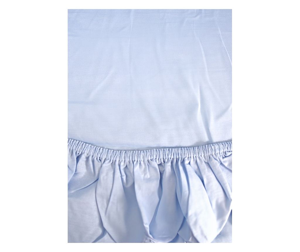 Cearsaf de pat cu elastic Majoli Bahar Home Collection, 100% bumbac ranforce 144TC, 90x200+30cm, Albastru deschis - 3