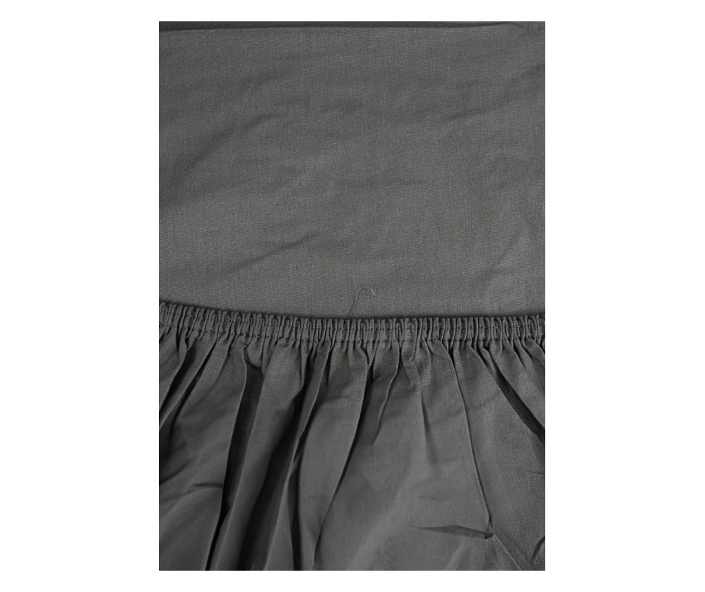 Cearsaf de pat cu elastic Majoli Bahar Home Collection, 100% bumbac ranforce 144TC, 140x200+30 cm, Gri antracit - 4