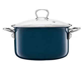 Oala emailata cu capac EMALIA OLKUSZ Optimum, 1.3l, 16cm, turcoaz