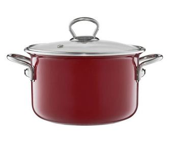 Oala emailata cu capac EMALIA OLKUSZ Optimum, 2.0l, 18cm, visiniu