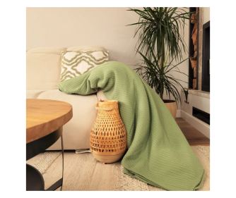 Cuvertura Kotonia Home - Pique, 220x240 cm, 100% bumbac, verde menta