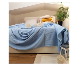 Cuvertura Kotonia Home - Pique, 220x240 cm, 100% bumbac, bleu