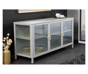 Vitrina, kovina, steklo, taupe, zlata, 105x35x70 cm