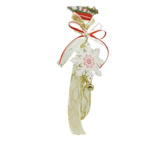Ornament de brad fulg de nea, Flippy, alb, lemn, 25 cm