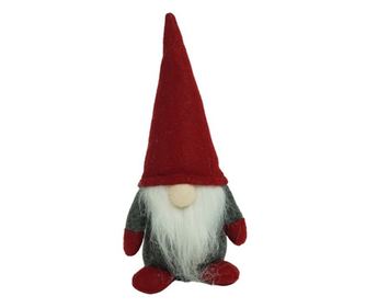 Ornament de Craciun spiridus, Flippy, gri/rosu, textil, 12 cm