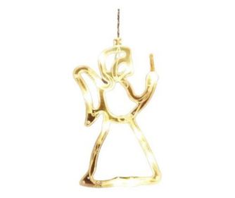 Decoratiune de Craciun Luminoasa in forma de Ingeras 21x12 cm, cu Ventuza, Alb Cald,