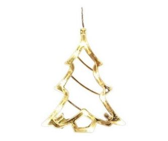 Decoratiune de Craciun Luminoasa in forma de Brad, 21x13 cm, cu Ventuza, Alb Cald,