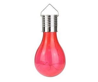 Lampa Solara LED Decorativa sub forma de Bulb, pentru exterior, suspendata, IP65, Ultron Rosu,