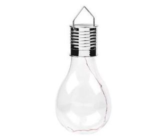 Lampa Solara LED Decorativa sub forma de Bulb, pentru exterior, suspendata, IP65, Ultron Transparent, lumina rece,