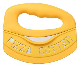 Cutit pentru taiat pizza cu protectie din silicon pentru lama, inox, 15.5 cm, galben