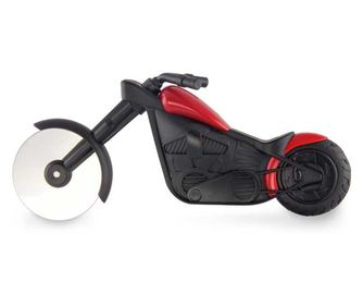 Cutit pizza creativ in forma de motocicleta, cu suport pentru cutit, 21.5 x 9.5 cm, otel/PP, negru