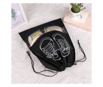 Sac depozitare incaltaminte, pentru voiaj sau depozitare, rezistent la praf, compatibil cu masina de spalat, 27 x 36 cm, negru