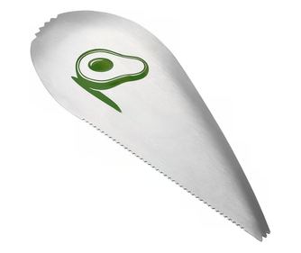 Taietor special pentru avocado 3 in 1, forma curbata, zimti pentru apucare si taiere, din otel inoxidabil, 15 x 6 cm, gri