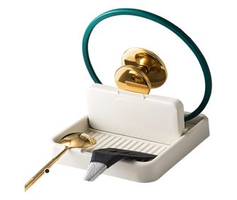 Suport Pliabil, Cyrax, pentru Capace, Linguri, Multifunctional, Plasare pe Blatul de Bucatarie, 18.9x16.2x2.6 cm, Crem