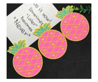 Suport pentru Pahar, Model Ananas, PVC, Dimensiuni 12x9 cm, Roz
