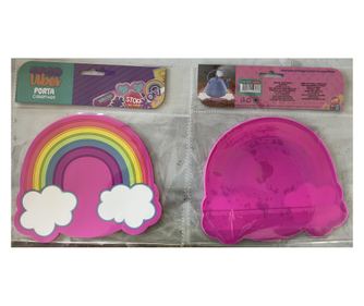 Suport pentru Pahar, Model Curcubeu, PVC, Dimensiuni 18.5x18.5 cm, Multicolor