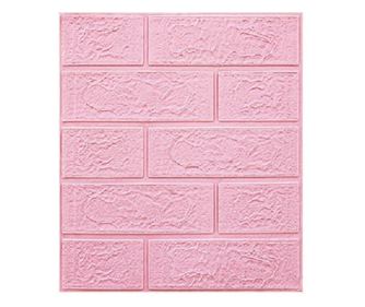 Zestaw 10 paneli ściennych 3D, Flippy, 35 x 38 cm, grubość 3 mm, polietylen, wzór cegły, pokrycie 1,33 m², różowy