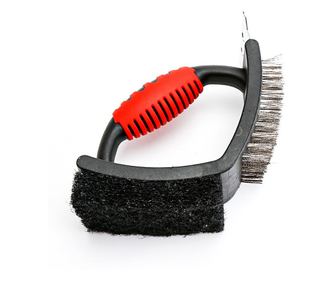 Sarma pentru Gratar, Cyrax, 3 in 1, cu Racleta si Burete, Sarna din Otel Inoxidabil, 16 x 7 x 11 cm